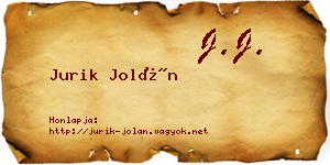 Jurik Jolán névjegykártya